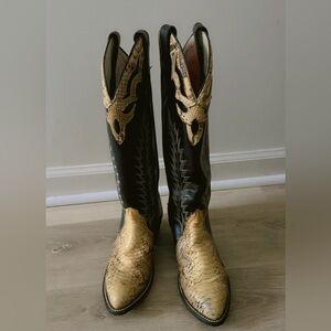 Western Cowboy Boots with Snake Design